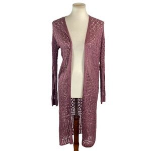 NWT Moral Fiber crochet open front duster cardigan size M
